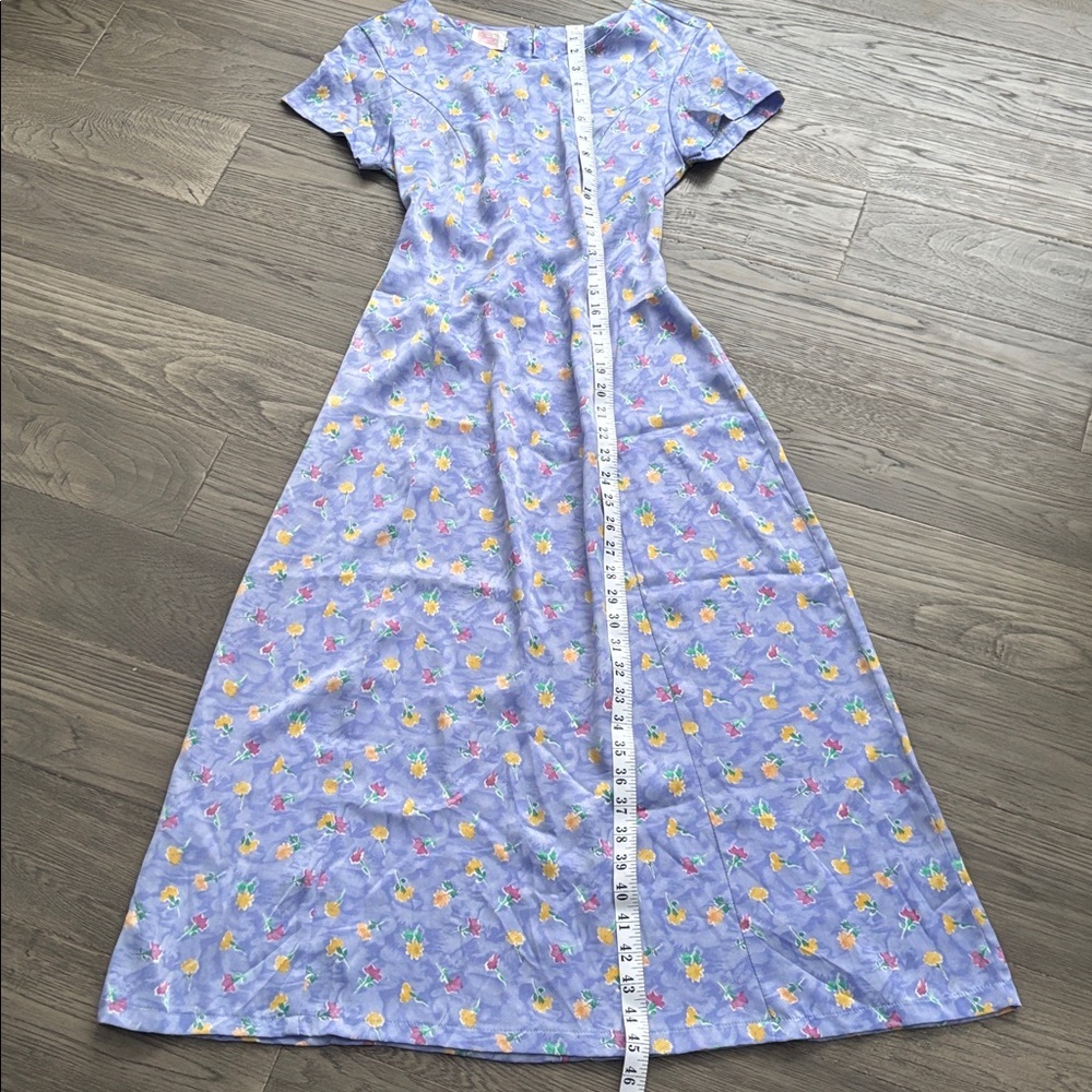 Blowing Bubbles | Vintage 1980’s Light Purple Floral A-Line Dress Flowy Large - Picture 7 of 12